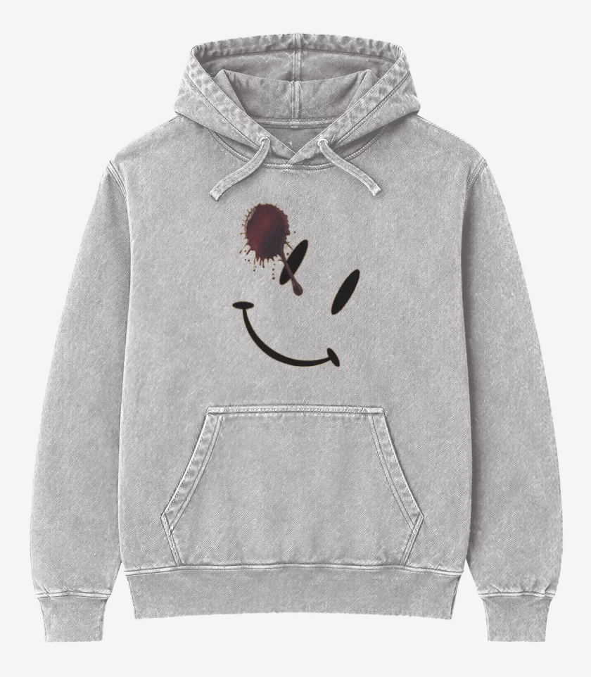 Poleron Canguro Acid Wash Gris Melange de Watchmen