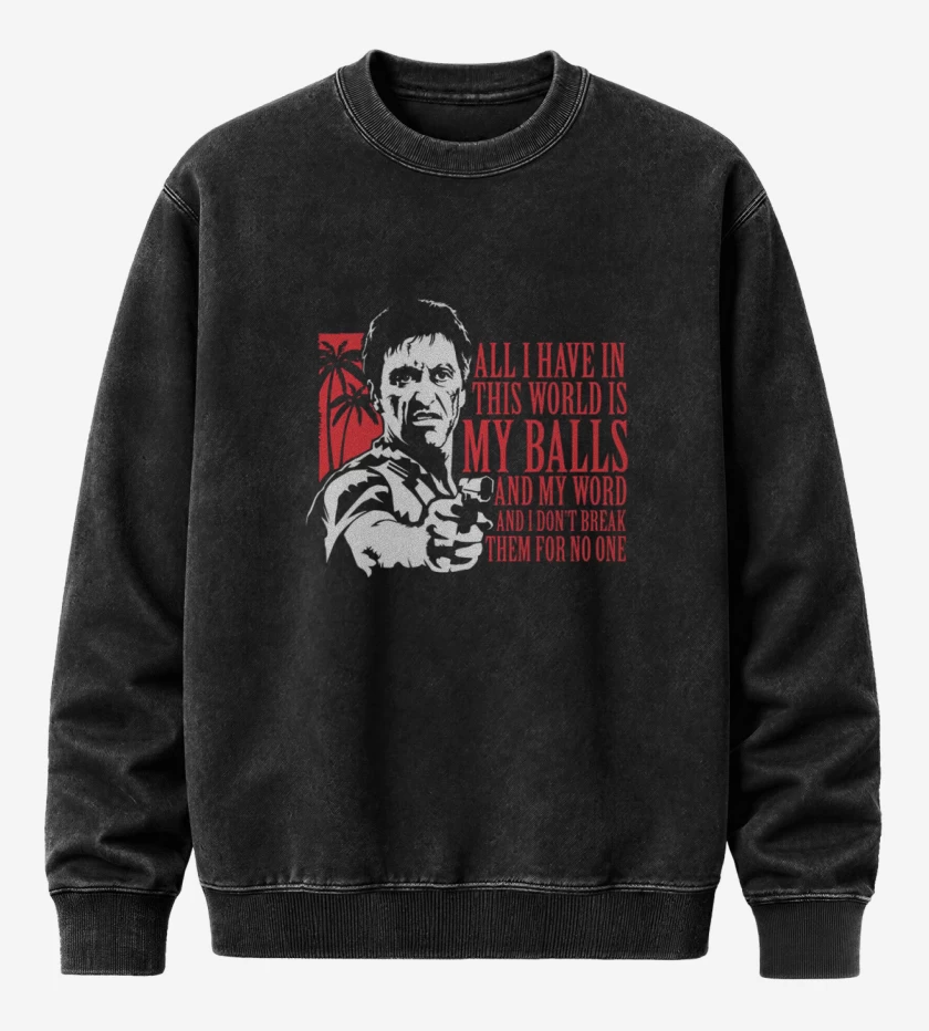 Poleron Polo Acid Wash Negro de Scarface