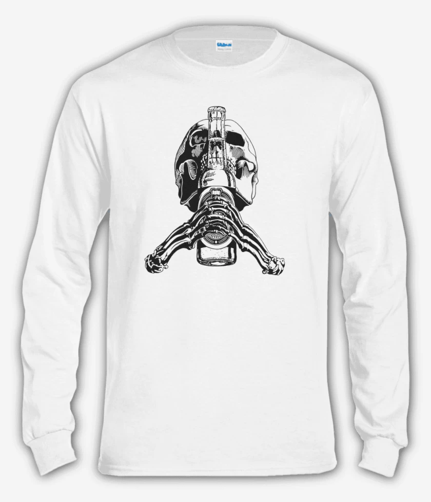 Polera manga larga Blanco de Pilsen skull