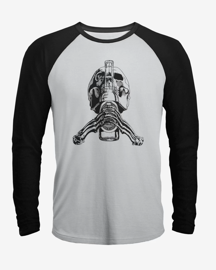 Polera Raglan Blanco / Negro de Pilsen skull