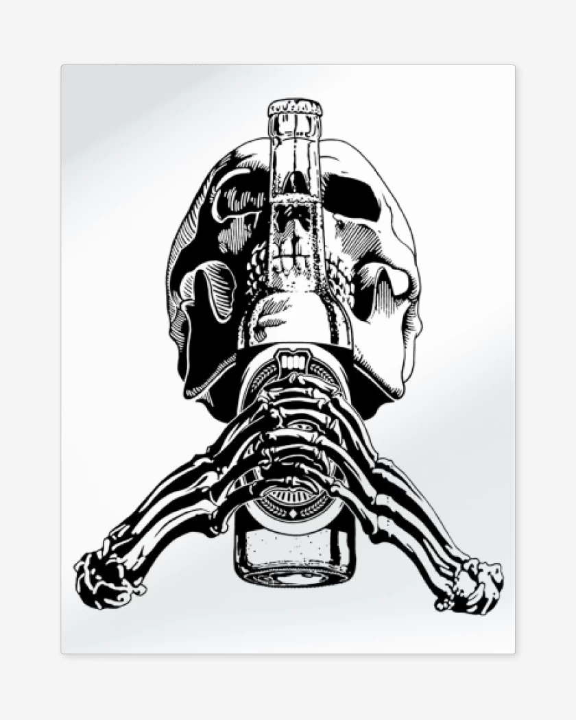 Print metalico Blanco de Pilsen skull