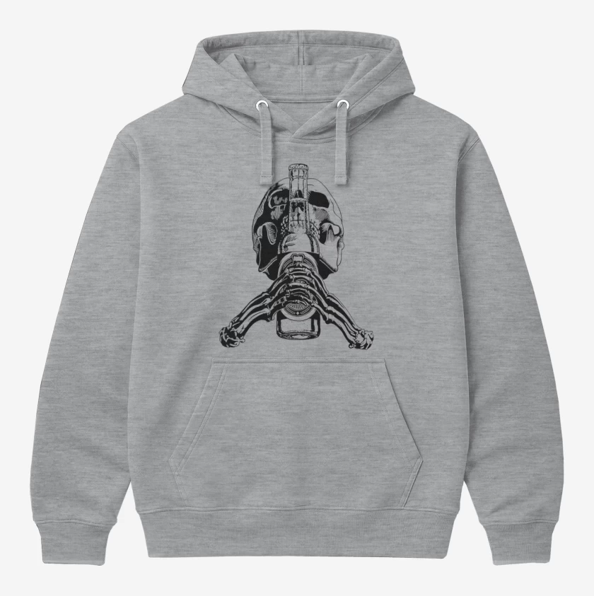 Polerón Canguro Gris Melange de Pilsen skull