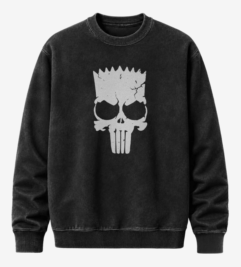 Poleron Polo Acid Wash Negro de bart el castigador 
