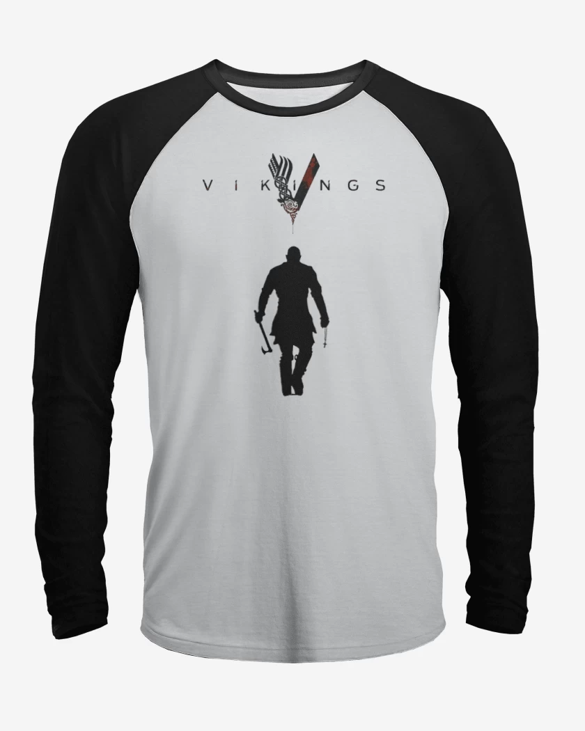 Polera Raglan Blanco / Negro de Vikings ragnar