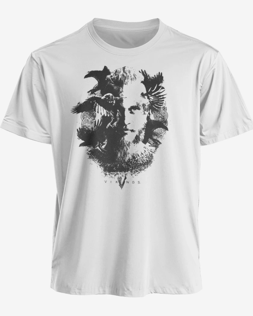 Polera premium Blanco de Ragnar cuervos