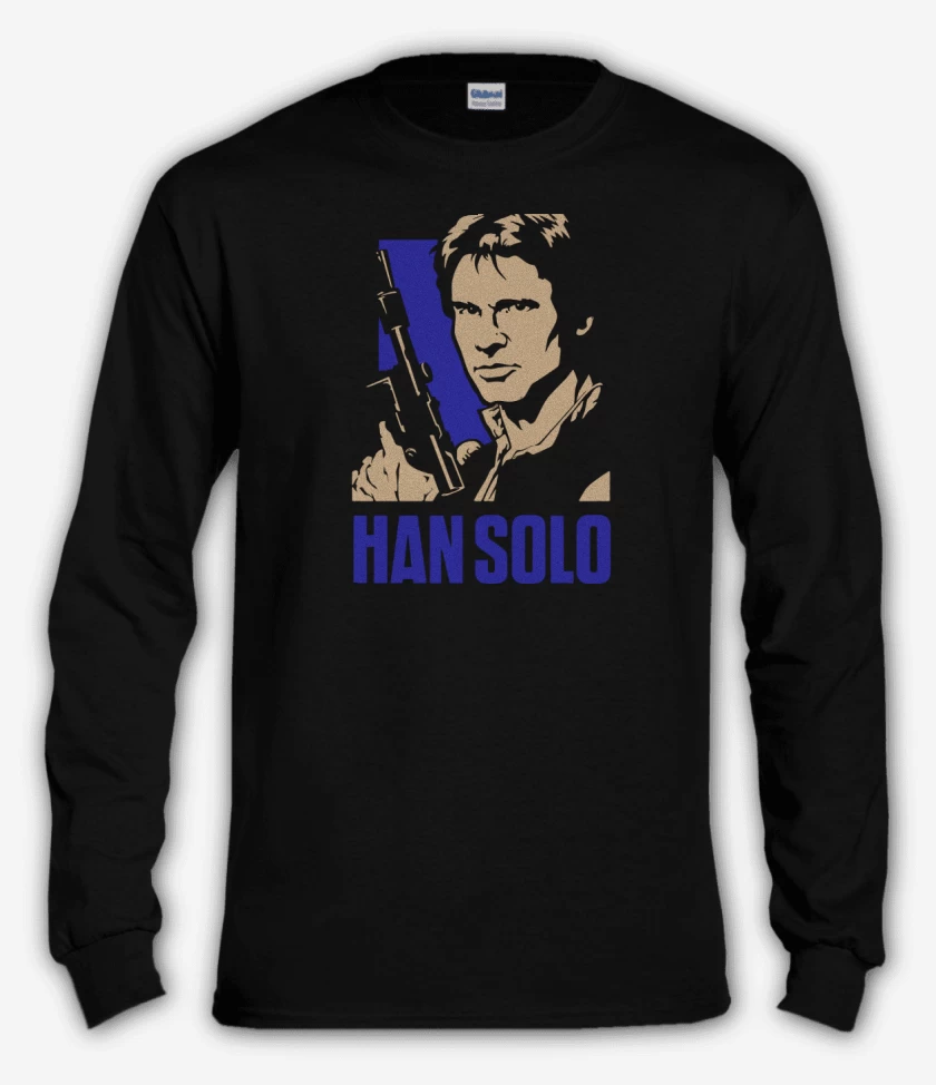 Polera manga larga Negro de Han solo blaster