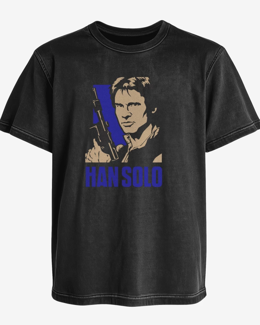 Polera desgastada Negro de Han solo blaster