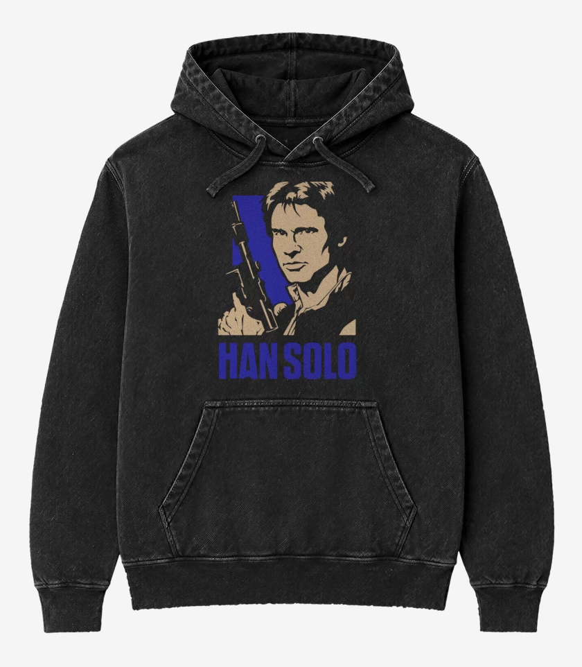 Poleron Canguro Acid Wash Negro de Han solo blaster