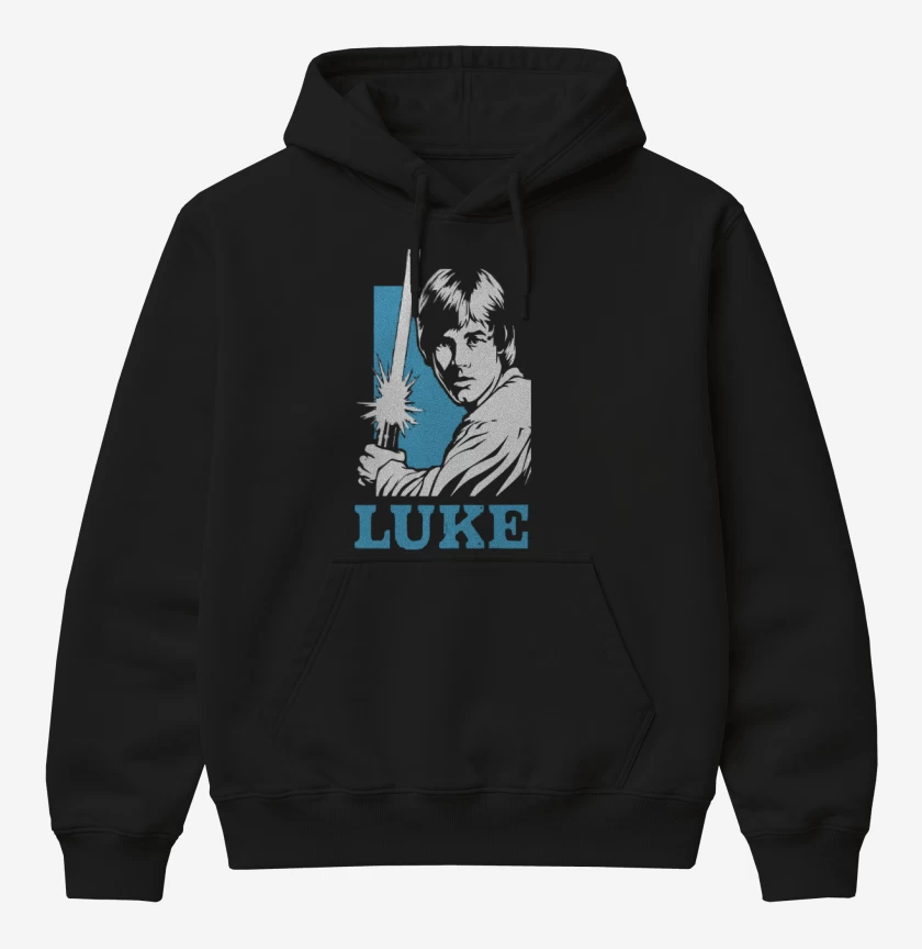 Poleron Canguro básico Negro de luke skywalker sable
