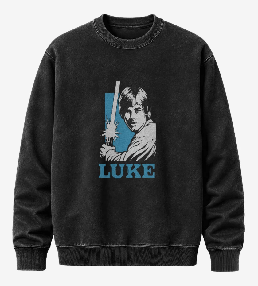 Poleron Polo Acid Wash Negro de luke skywalker sable
