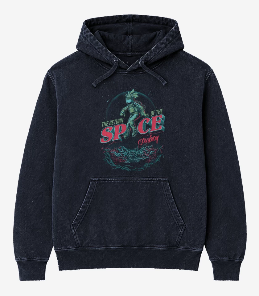 Poleron Canguro Acid Wash Azul Marino de Space cowboy