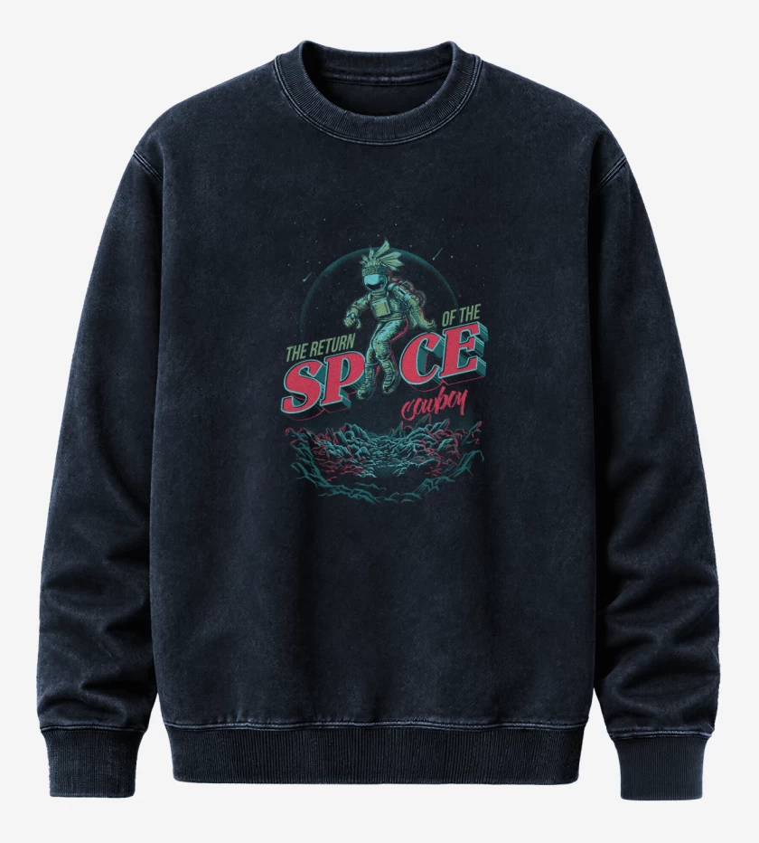 Poleron Polo Acid Wash Azul Marino de Space cowboy