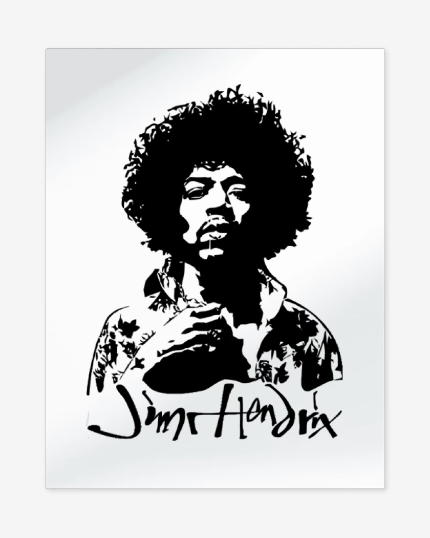 Print metalico Blanco de Jimmy Hendrix