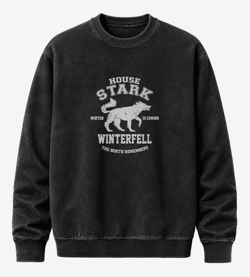 Poleron Polo Acid Wash Negro de House stark