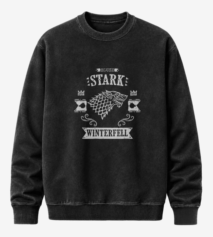 Poleron Polo Acid Wash Negro de House stark 2