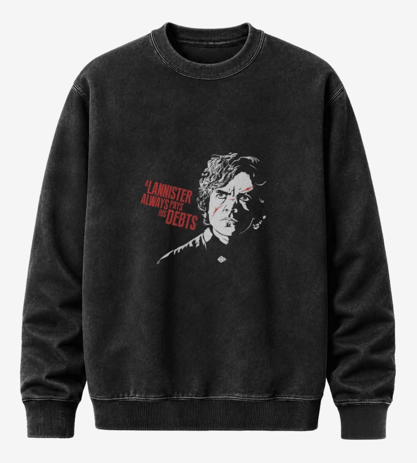 Poleron Polo Acid Wash Negro de tyrion lannister always pay