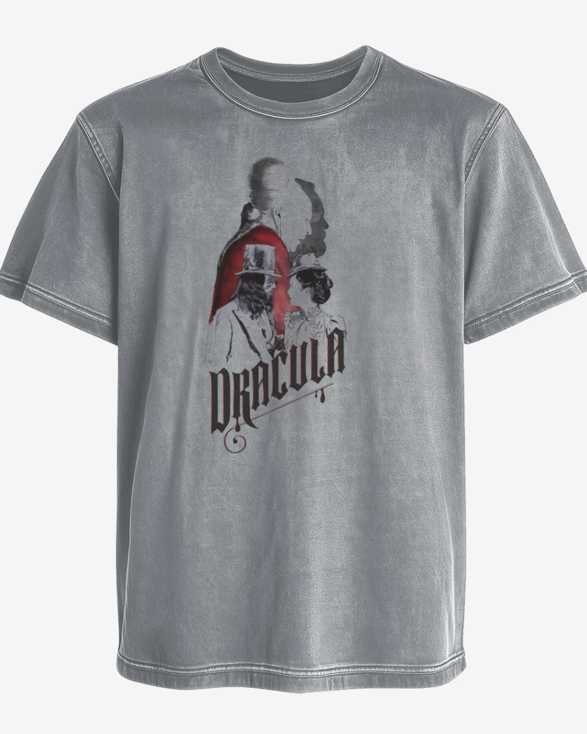 Polera desgastada Gris Melange de Dracula 