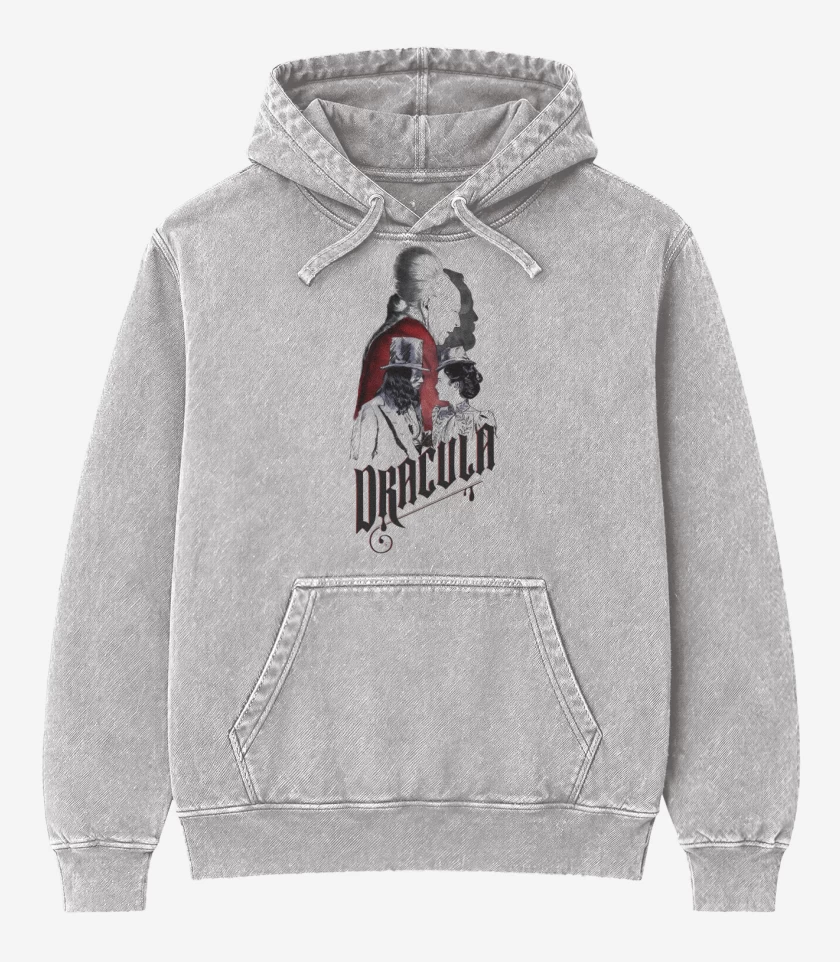 Poleron Canguro Acid Wash Gris Melange de Dracula 