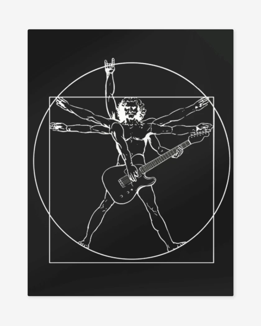 Print metalico Negro de Guitar Da Vinci 