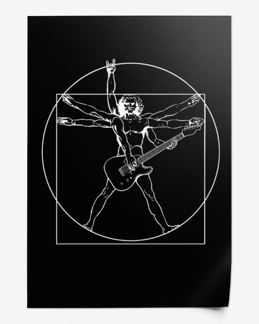 Print Negro de Guitar Da Vinci 