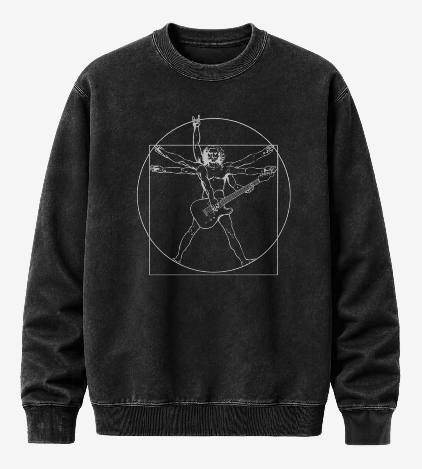 Poleron Polo Acid Wash Negro de Guitar Da Vinci 