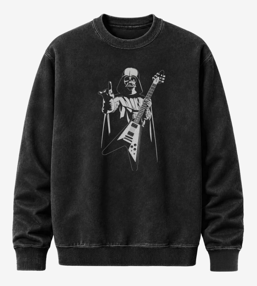 Poleron Polo Acid Wash Negro de Darth Guitar 
