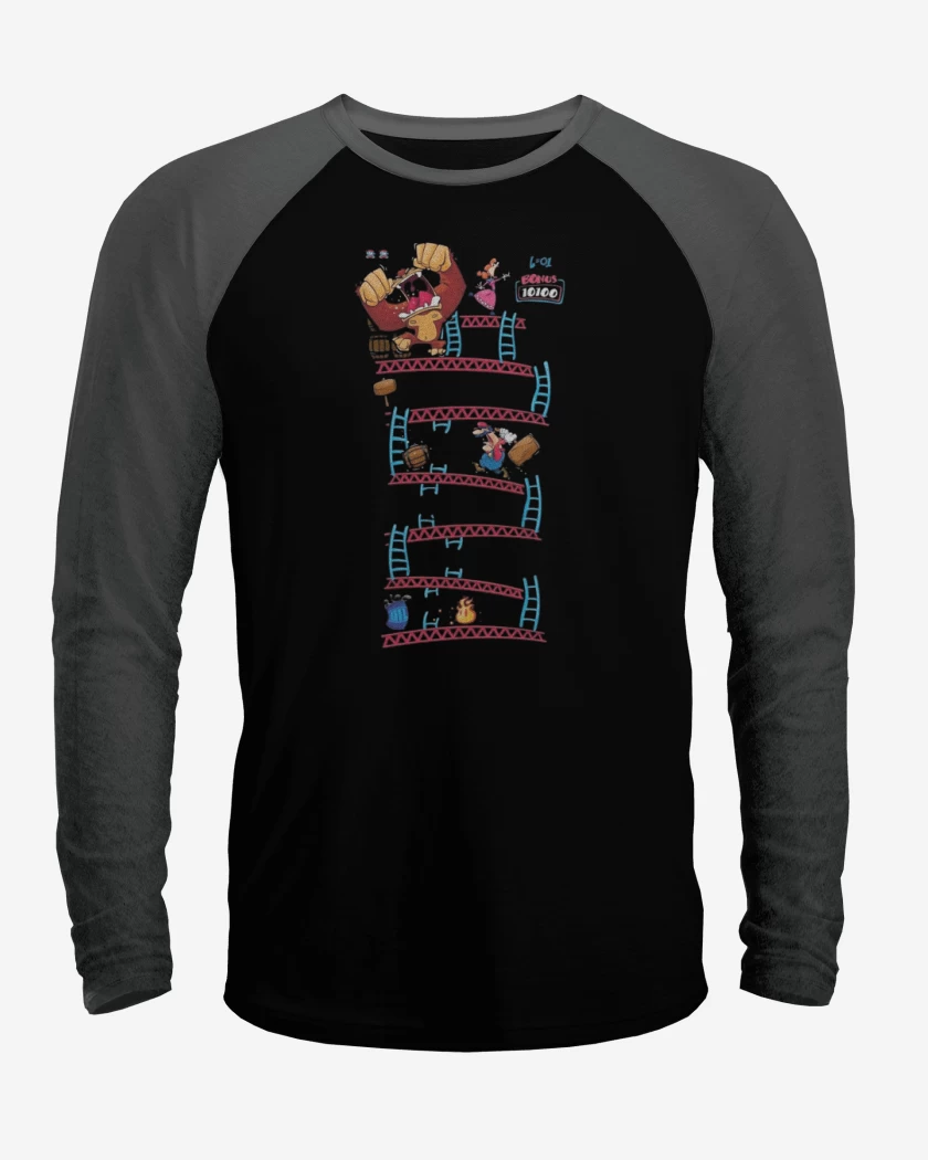 Polera Raglan Negro / Negro Heather de Super bigote king 2 