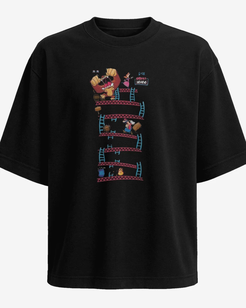 Polera Oversize Negro de Super bigote king 2 
