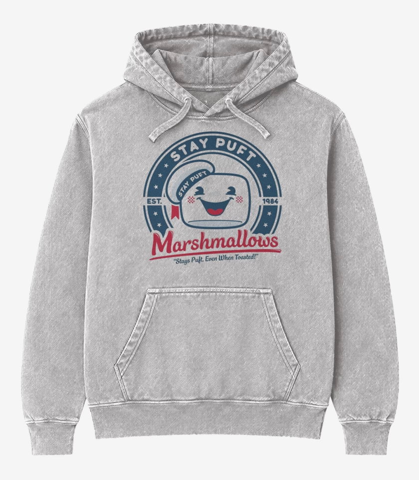 Poleron Canguro Acid Wash Gris Melange de Stay Puft 