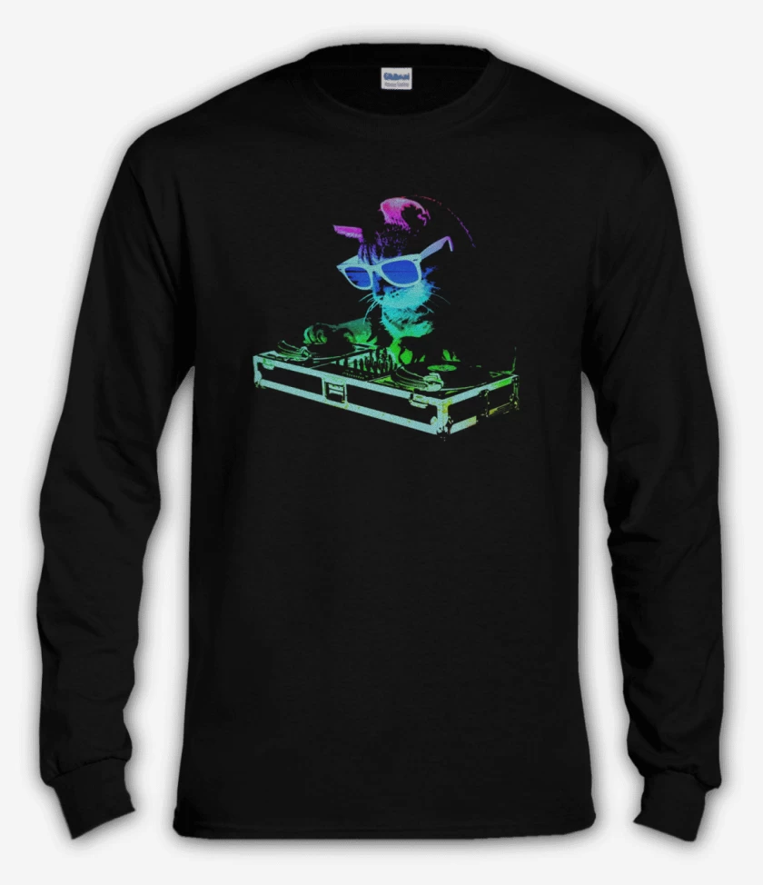 Polera manga larga Negro de Dj gatito
