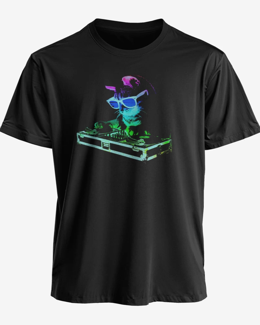 Polera premium Negro de Dj gatito