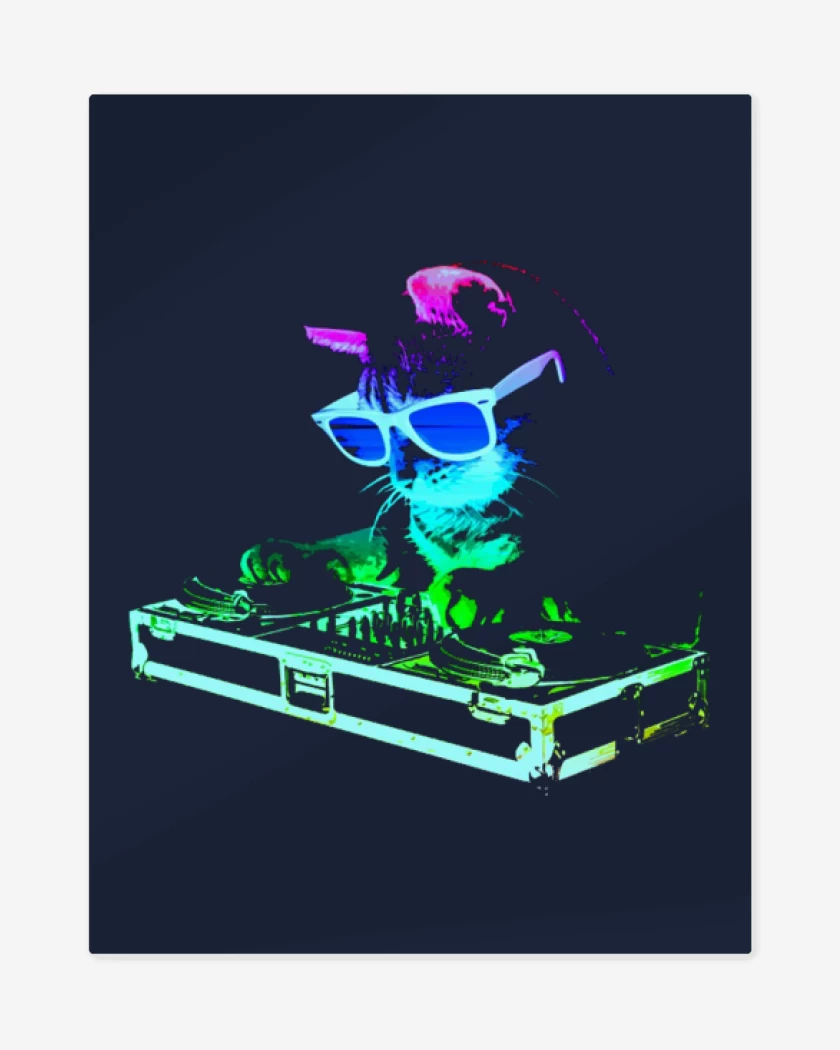 Print metalico Dj gatito