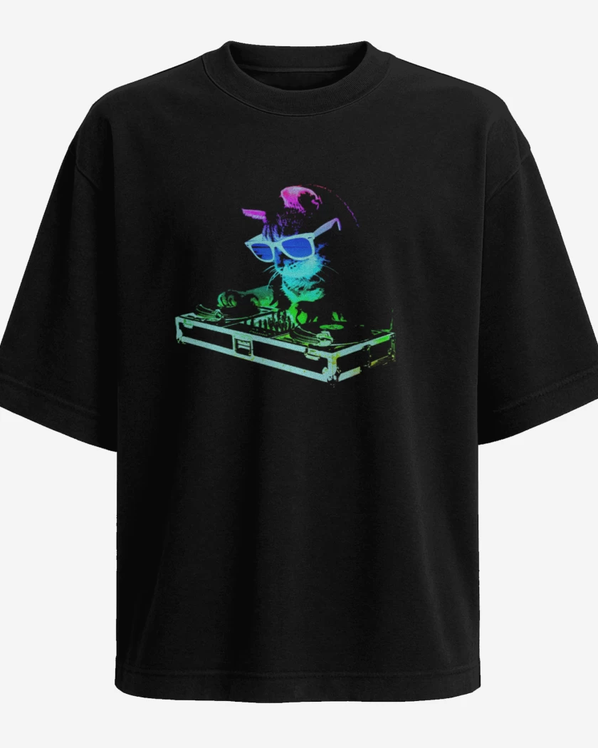 Polera Oversize Dj gatito