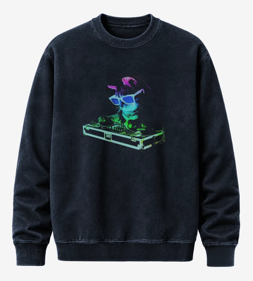 Poleron Polo Acid Wash Azul Marino de Dj gatito