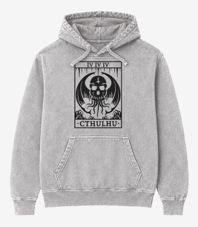 Poleron Canguro Acid Wash Gris Melange de Cthulhu 6