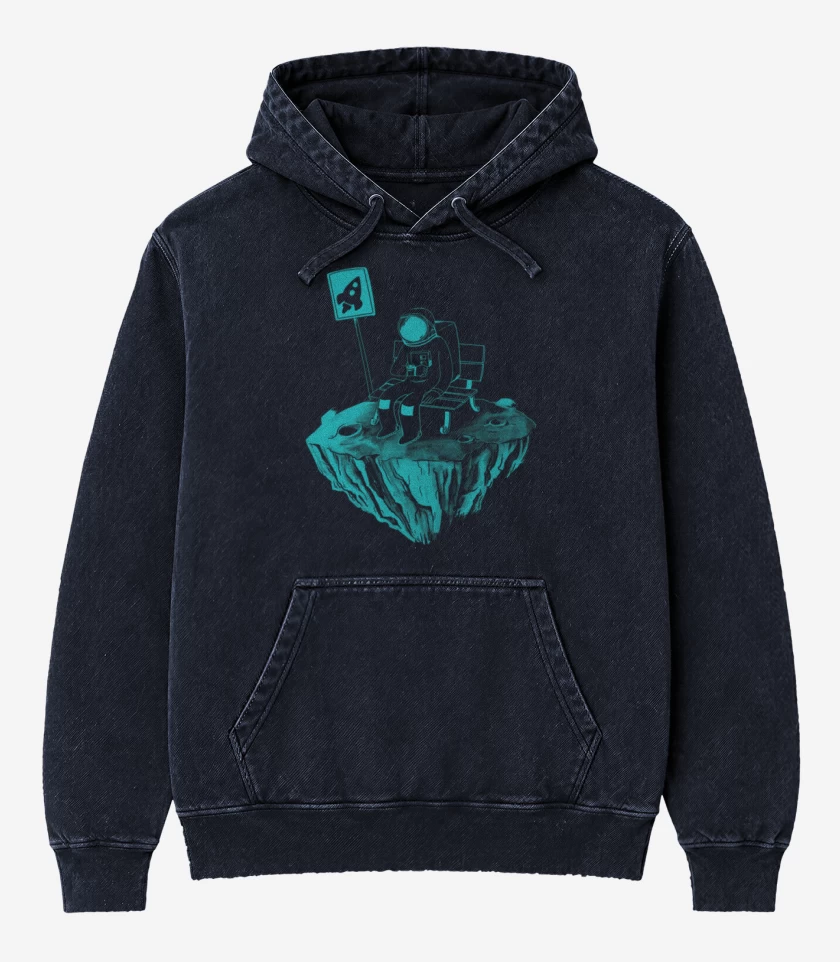 Poleron Canguro Acid Wash Azul Marino de Astronauta 14