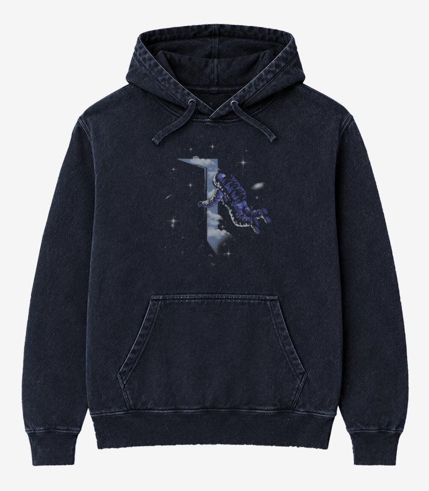 Poleron Canguro Acid Wash Azul Marino de Puerta al espacio