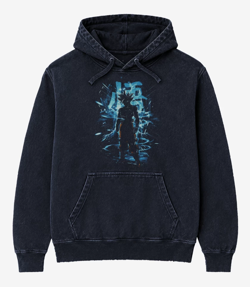 Poleron Canguro Acid Wash Azul Marino de Miggate goku