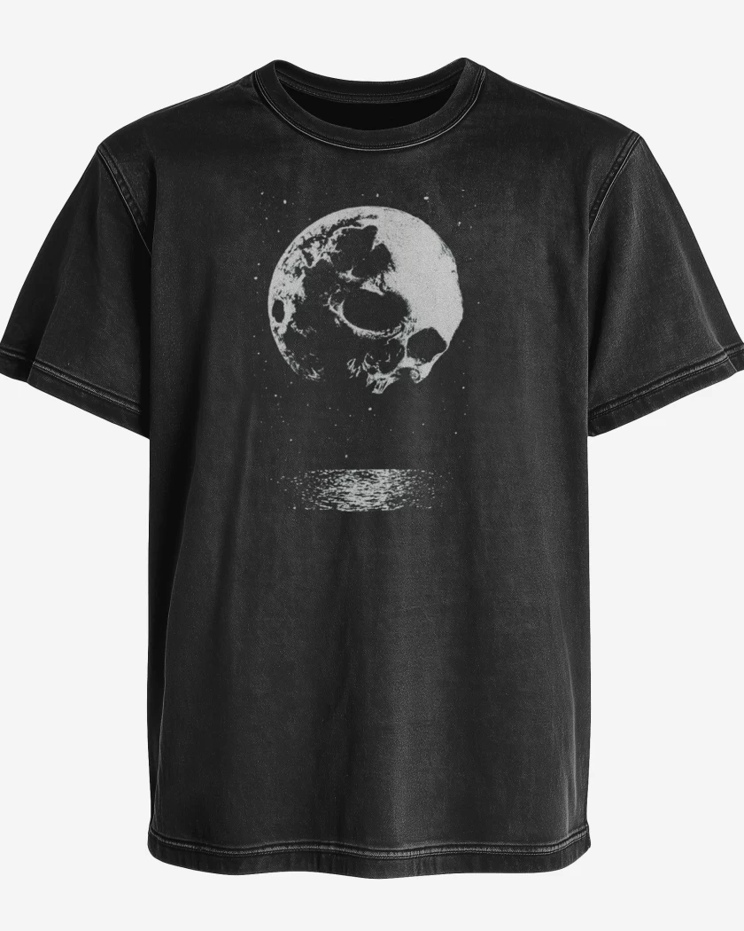 Polera desgastada Negro de Skull moon