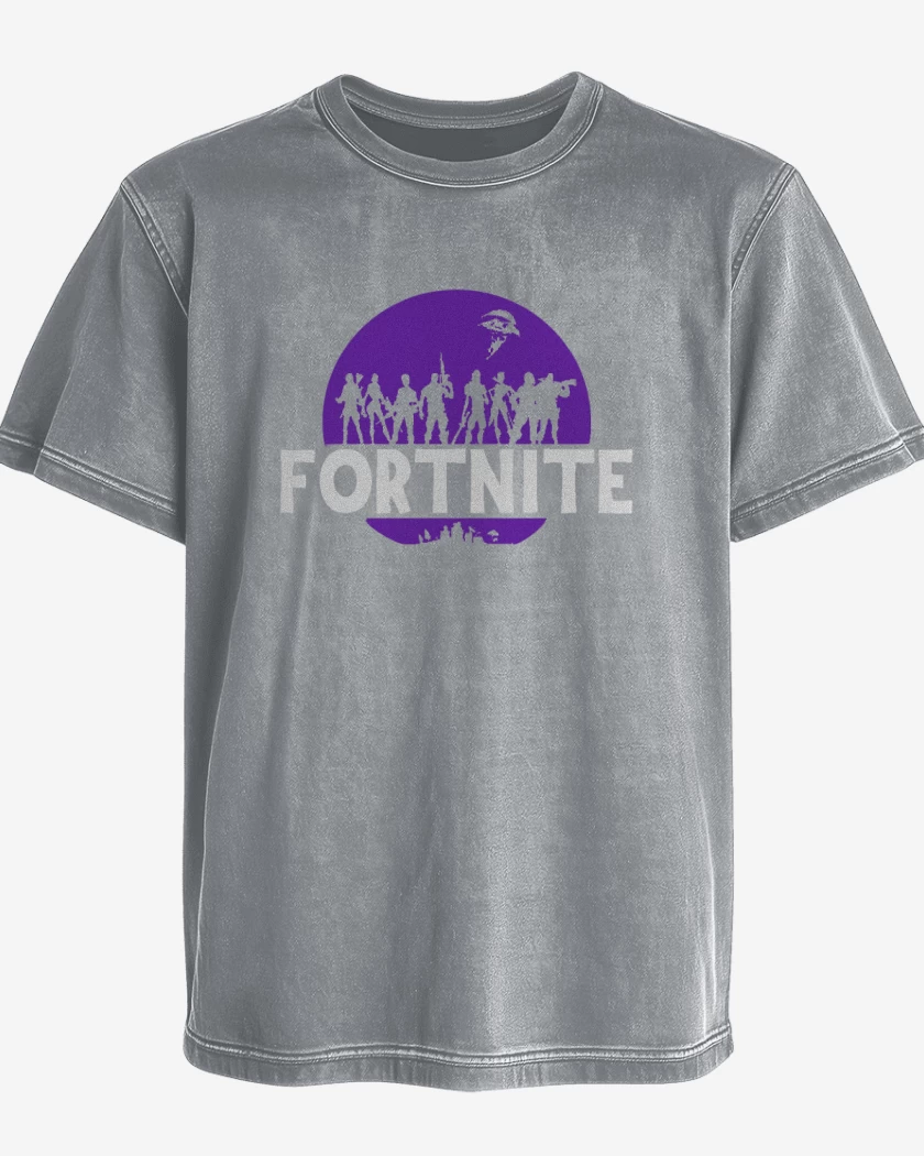 Polera desgastada Gris Melange de Fortnite royale