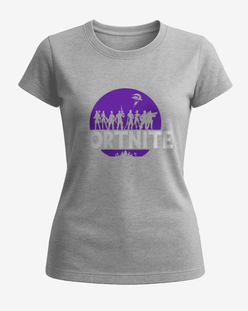 Polera de Mujer Gris Melange de Fortnite royale