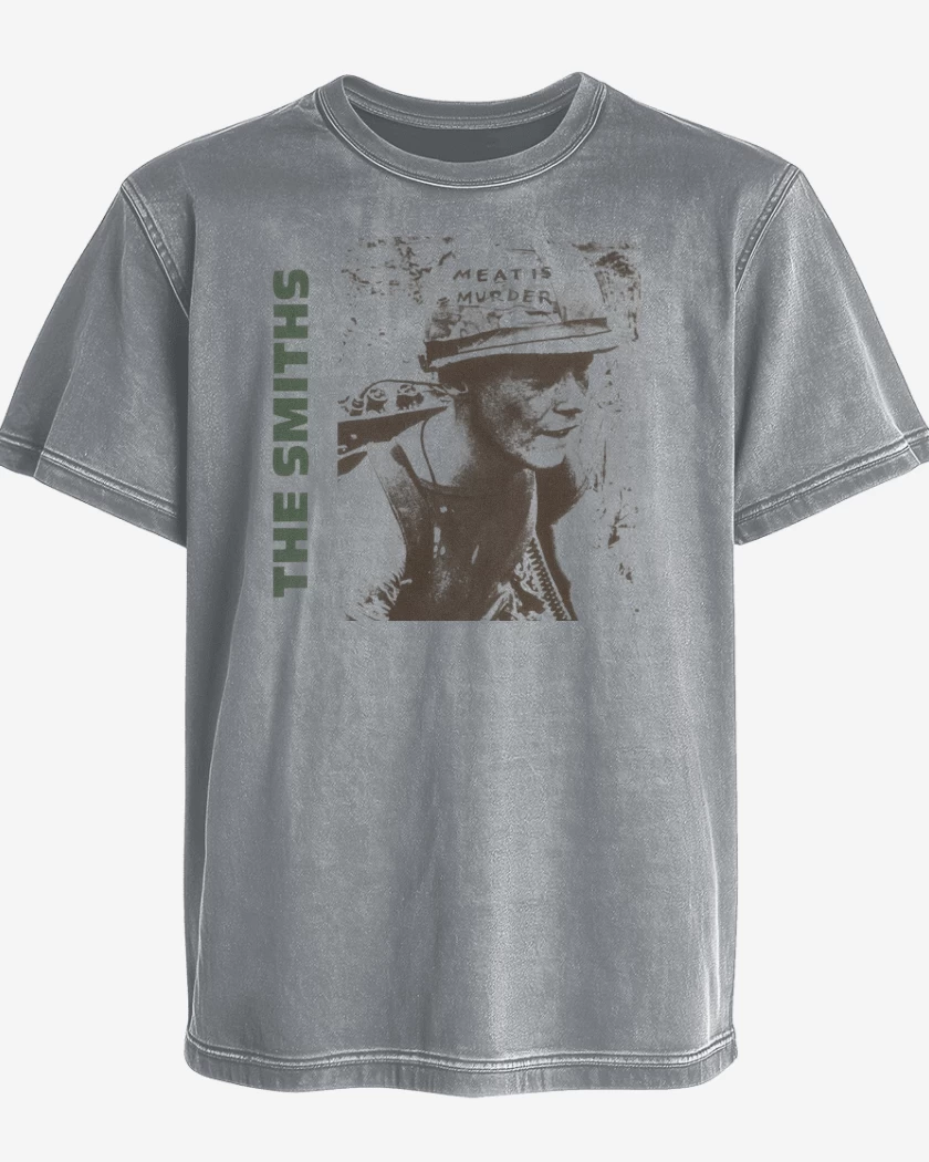 Polera desgastada Gris Melange de The smiths meat is murder