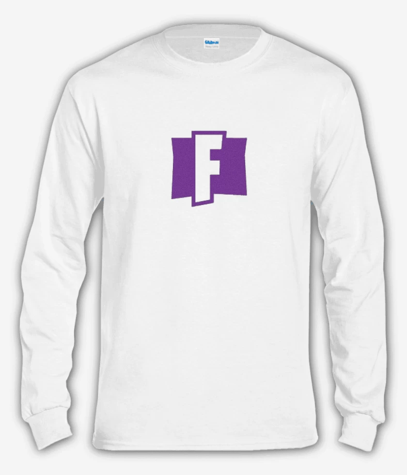 Polera manga larga Blanco de Logo Fornite 