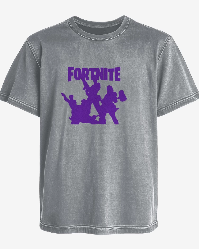 Polera desgastada Gris Melange de Fornite Squad