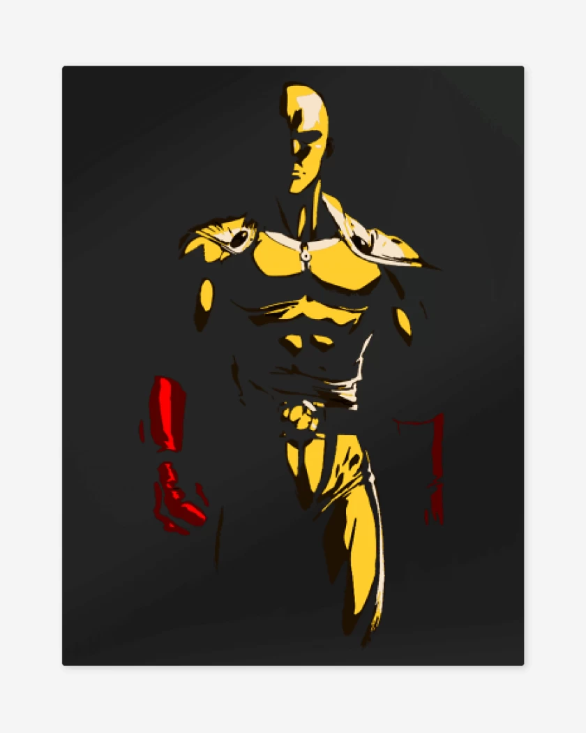 Print metalico Negro de Saitama punch