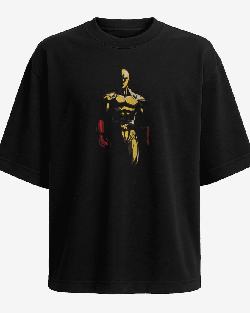 Polera Oversize Negro de Saitama punch
