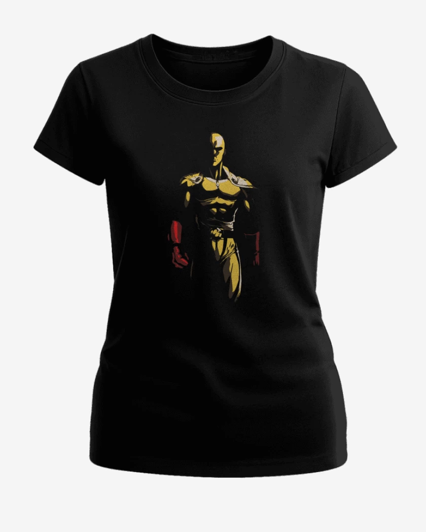 Polera de Mujer Negro de Saitama punch