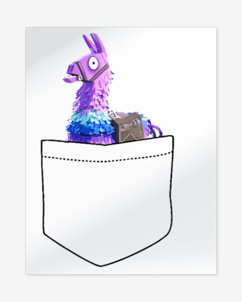 Print metalico Blanco de LLama Fornite