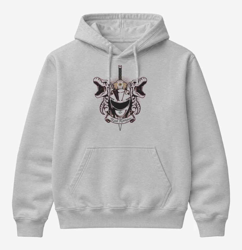 Poleron Canguro básico Gris Melange de Tyrannosaurus Red Ranger