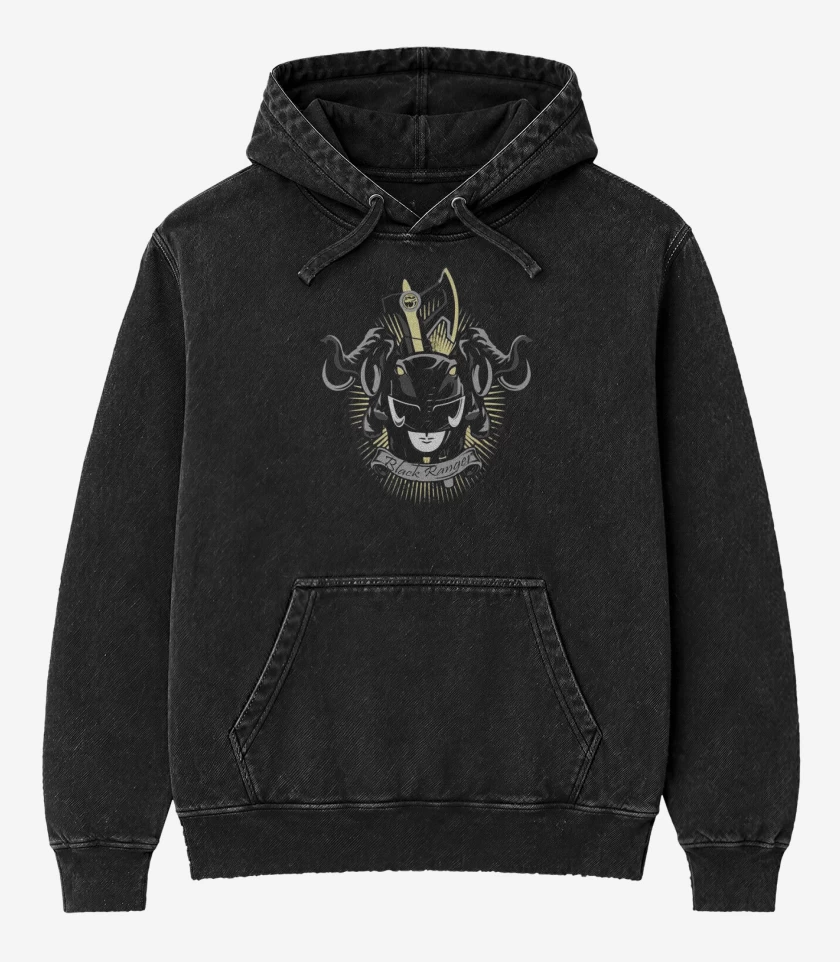 Poleron Canguro Acid Wash Negro de Mastodon Black Ranger